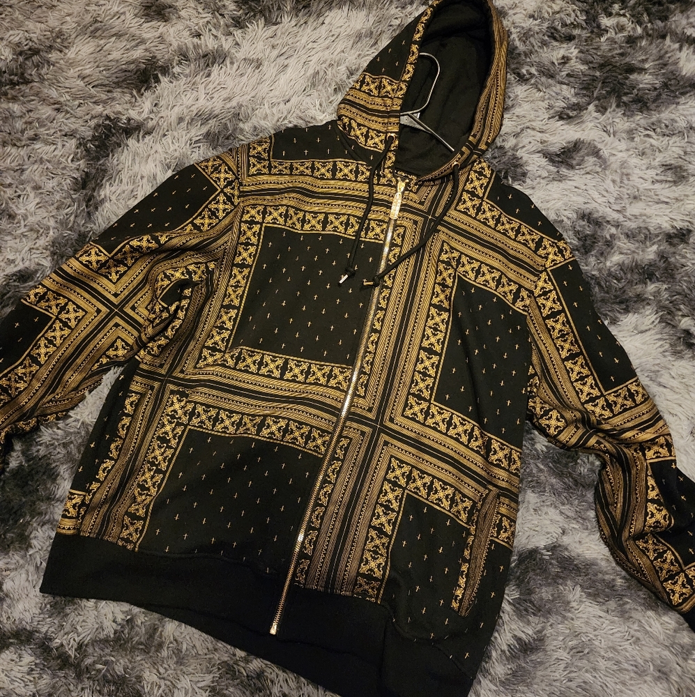 Gold/black bandana print hoodie